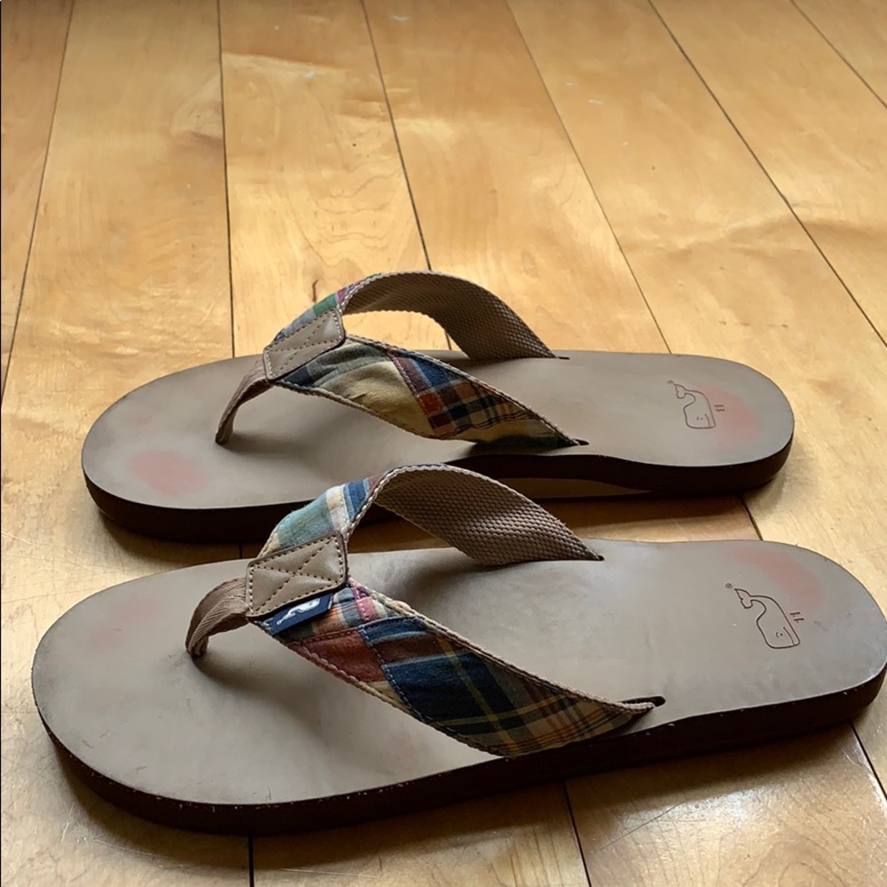 Vineyard vines madras plaid leather sandals